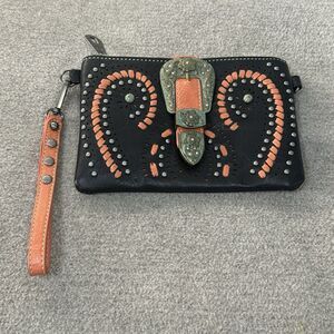 Montana West Wristlet Bag Black 8x7 in Wallet Clutch Embellished Western Cowgirl